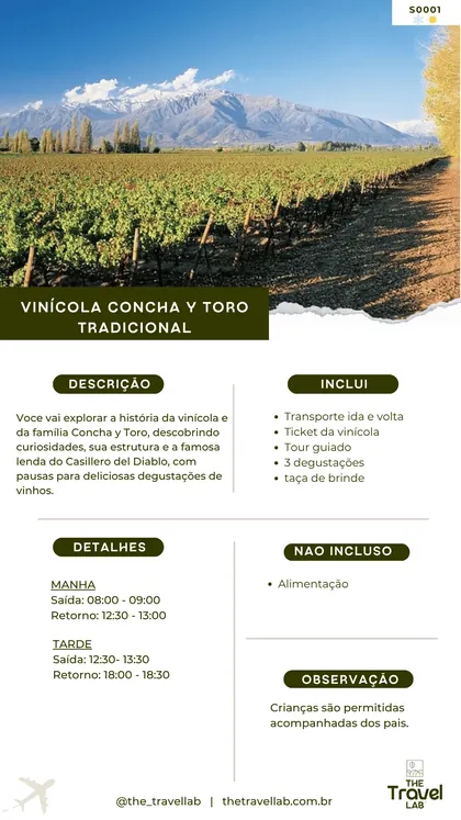Ficha da visita guiada à vinícola Concha y Toro, com o Casillero del Diablo